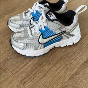 Nike Kids' Metallic Silver and Bright Blue Sneakers